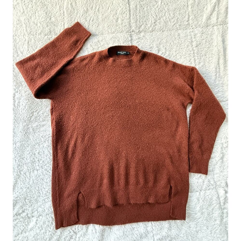 Brave Soul London Crew Neck Fuzzy Sweater Size Small/12 Rust